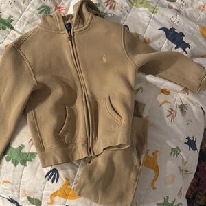 Ralph Lauren Kids Tan Hooded Zip Sweatshirt